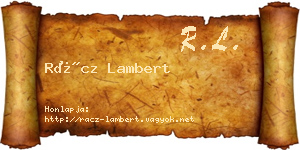 Rácz Lambert névjegykártya