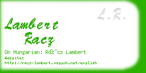 lambert racz business card